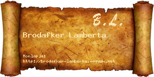 Brodafker Lamberta névjegykártya